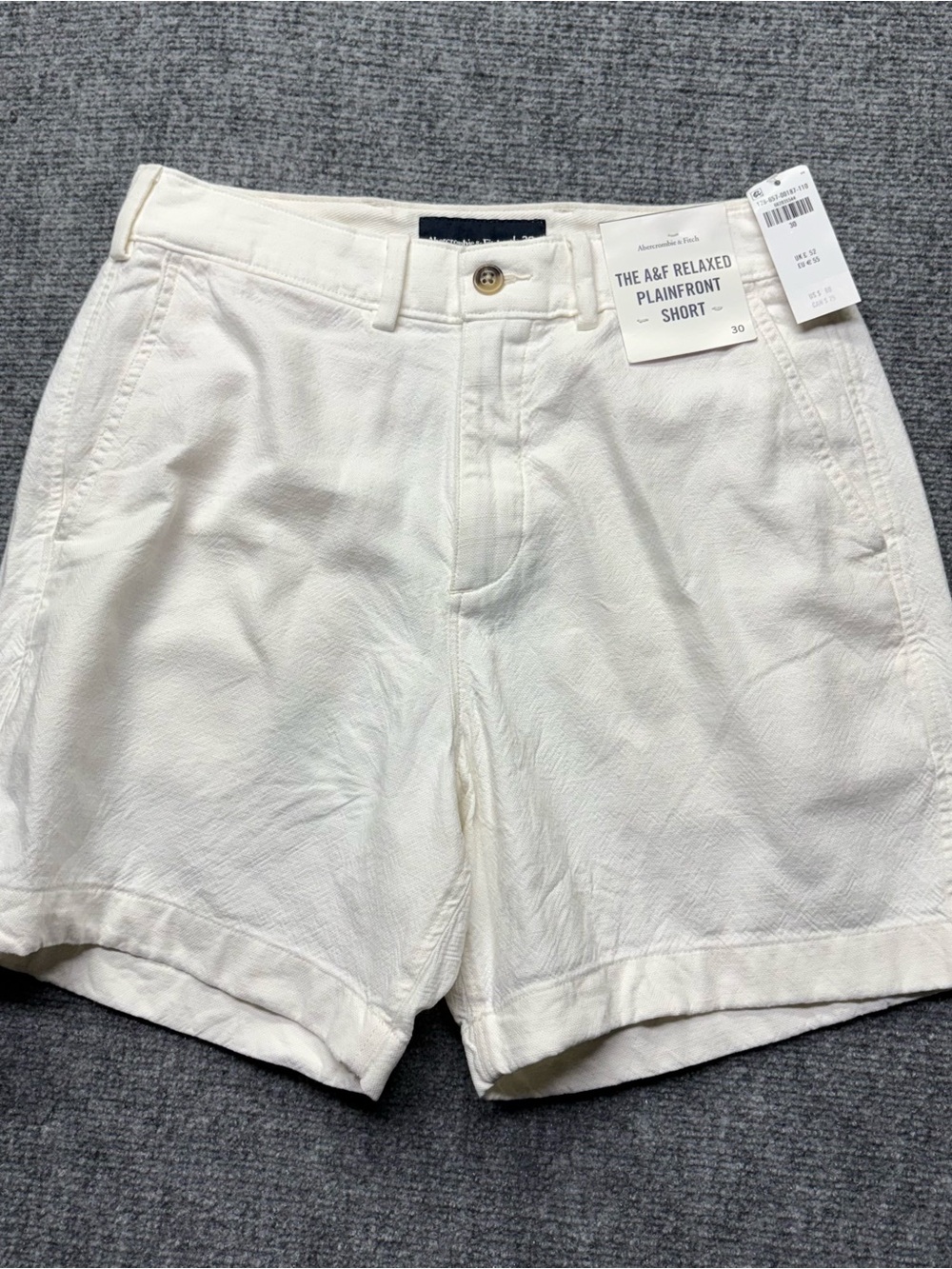 Abercrombie Fitch Shorts Mens 30  5" White Linen Blend Relaxed Plainfront NEW